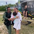 Helicóptero da PMPI resgata família que ficou ilhada após embarcação quebrar e ficar à deriva